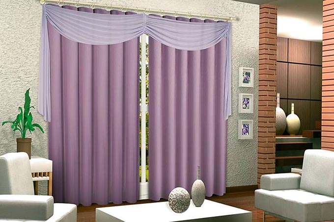 Itália cortina para varão de argolas com bandô em malha - WMenegatti