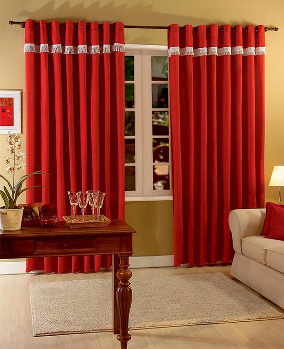 Madri cortina para varão de ilhós com franja - WMenegatti