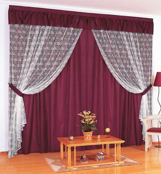 Romântica cortina para trilho com bandô e renda - WMenegatti