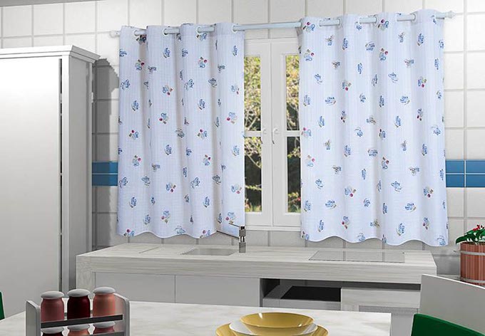 Cozinha cortina para varão com ilhós - WMenegatti